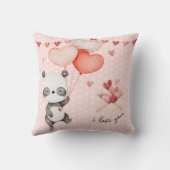 Coussin Panda Mignon Ballons en forme de Cœur Rouge Saint (Verso)