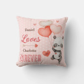 Coussin Panda Mignon Ballons en forme de Cœur Rouge Saint (Recto)