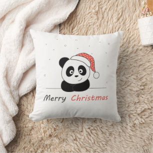 Coussin Panda Noël Neige Animaux d'hiver Pandas