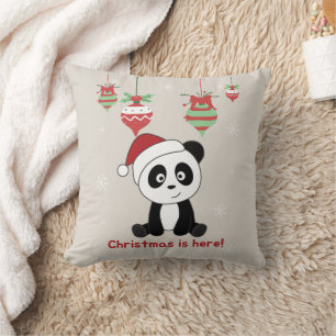 Coussin Panda Noël Neige Animaux d'hiver Pandas Jeter P