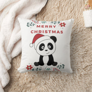 Coussin Panda Noël Neige Animaux d'hiver Pandas Jeter P