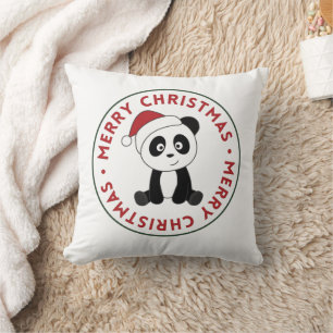 Coussin Panda Noël Neige Animaux d'hiver Pandas Jeter P