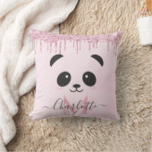 Coussin Panda parties scintillant rose rose or lance face (Couverture)