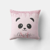Coussin Panda parties scintillant rose rose or lance face (Verso)