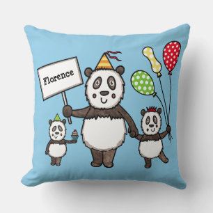 Coussin Panda Party pour enfants personnalisés
