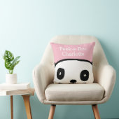 Coussin Panda Peek-a-Boo Nom personnalisé Rose (Chaise)