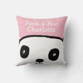 Coussin Panda Peek-a-Boo Nom personnalisé Rose (Verso)