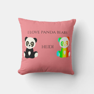 Coussin Panda porte nom personnalisé jetez oreiller.
