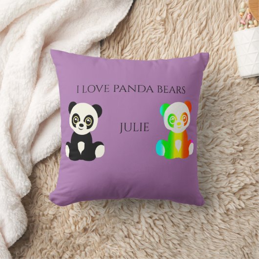 Coussin Panda porte nom personnalisé jetez oreiller. (Couverture)