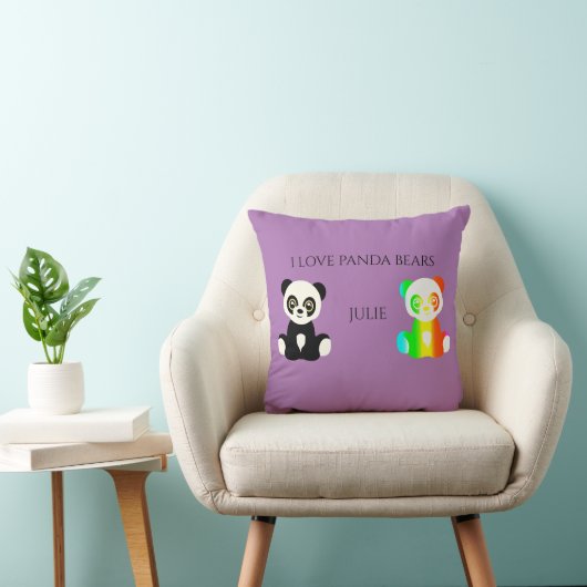 Coussin Panda porte nom personnalisé jetez oreiller. (Chaise)