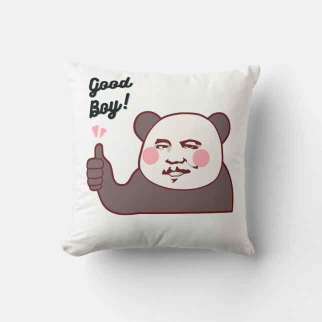 Coussin Panda pouce levé mème drôle (Recto)
