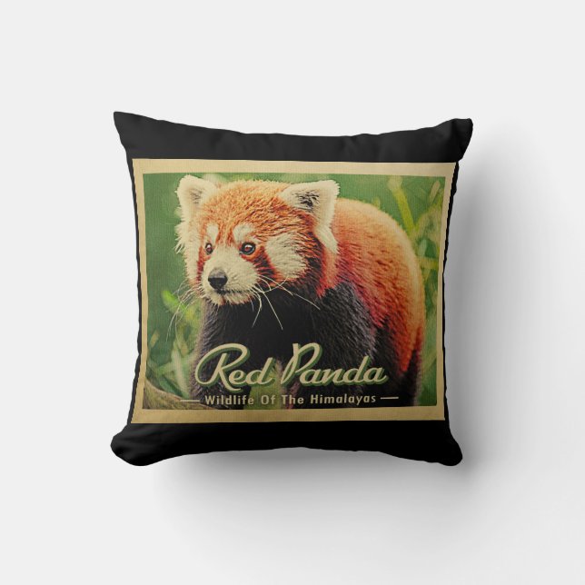 Coussin Panda Rouge - Faune De L'Himalaya (Recto)