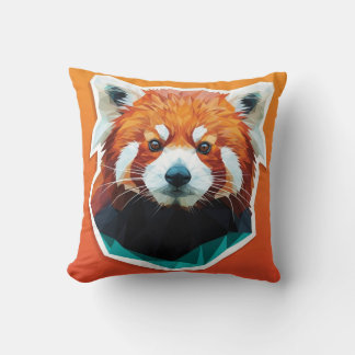 Coussin Panda rouge géométrique