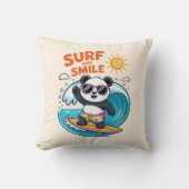 Coussin Panda Surf Sourire Enfant Été (Recto)