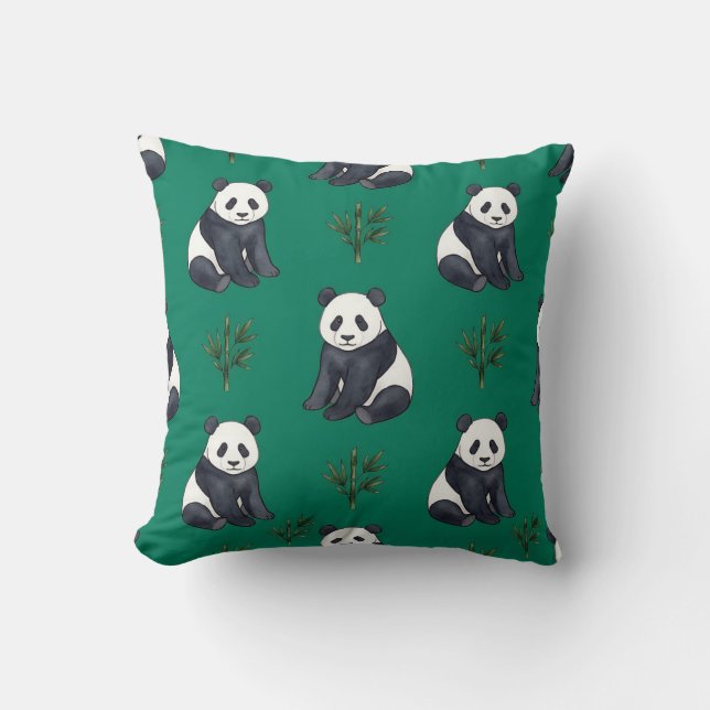 Coussin Panda Vert Émeraude (Recto)