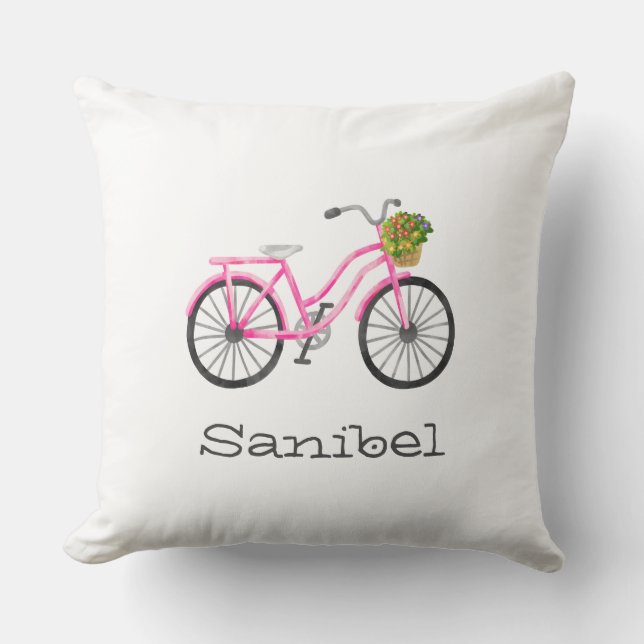 Coussin Panier à fleurs rose Emplacement Sanibel Fun (Recto)