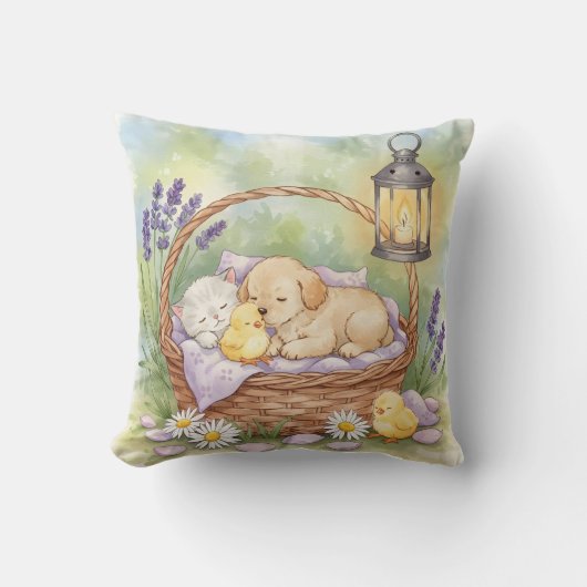 Coussin Panier Chaud, Chiot, Chaton, Poussins (Recto)
