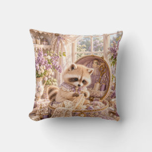 Coussin Panier de couture floral Raton laveur dentelle ivo