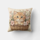 Coussin Panier de fleurs avec un adorable chaton roux (Verso)