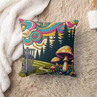Coussin Panier de golf à disque psychédélique et champigno