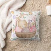 Coussin Panier de Pâques mignon de lapin (Couverture)
