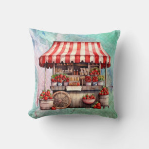 Coussin Panier fraise Aquarelle