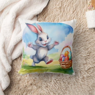 Coussin Panier lapin et oeufs de Pâques