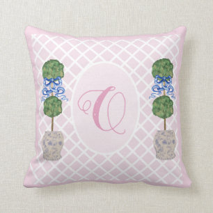 Coussin Panier opiacé rose Chinoiserie Ginger Jar Jars