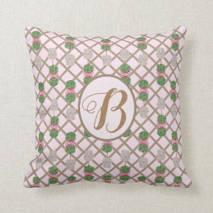 Coussin Panier opiacé rose Chinoiserie Ginger Jar Jars