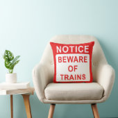 Coussin Panneau de chemin de fer, attention aux trains (Chaise)