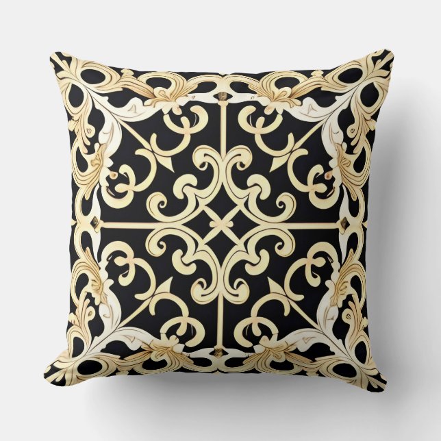 Coussin Panneau doré géométrique (Recto)