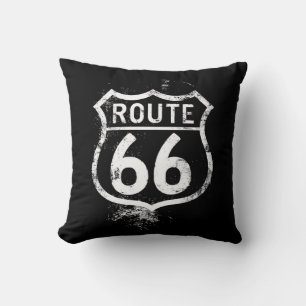 Coussin Panneau en détresse Route 66 vintage Americana Voy