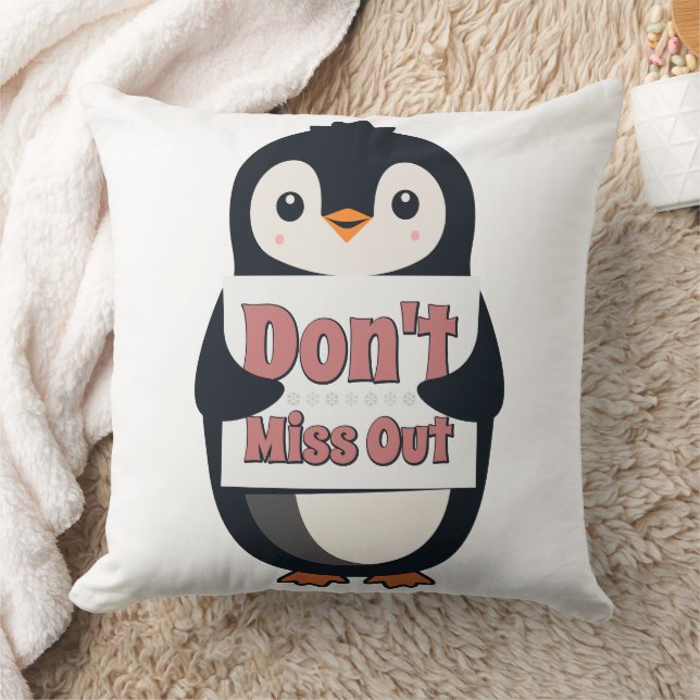 Coussin Panneau Pingouin : Ne manquez rien (Couverture)