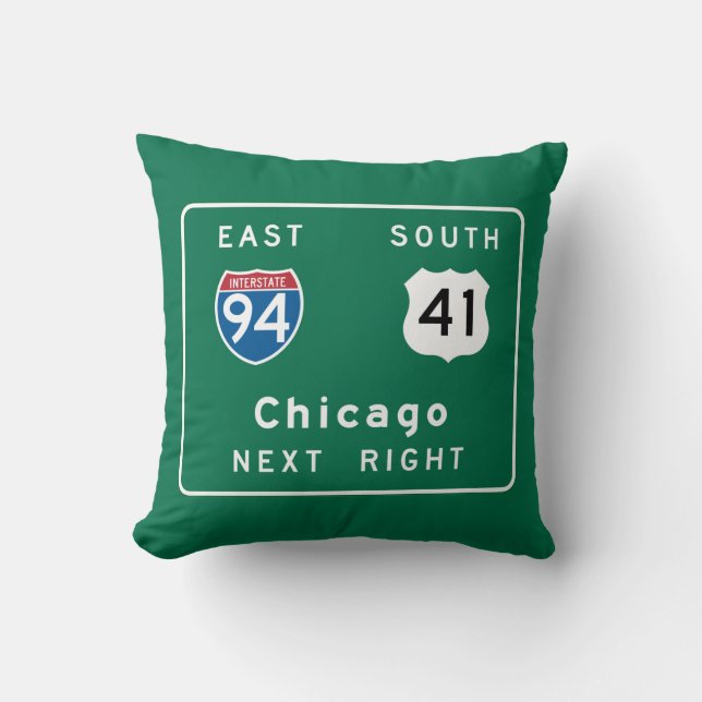 Coussin Panneau routier de Chicago, IL (Recto)
