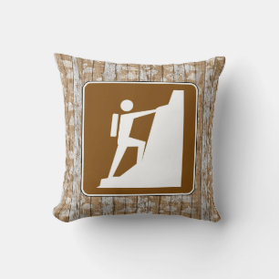 Coussin Panneau symbole d'escalade sur bois