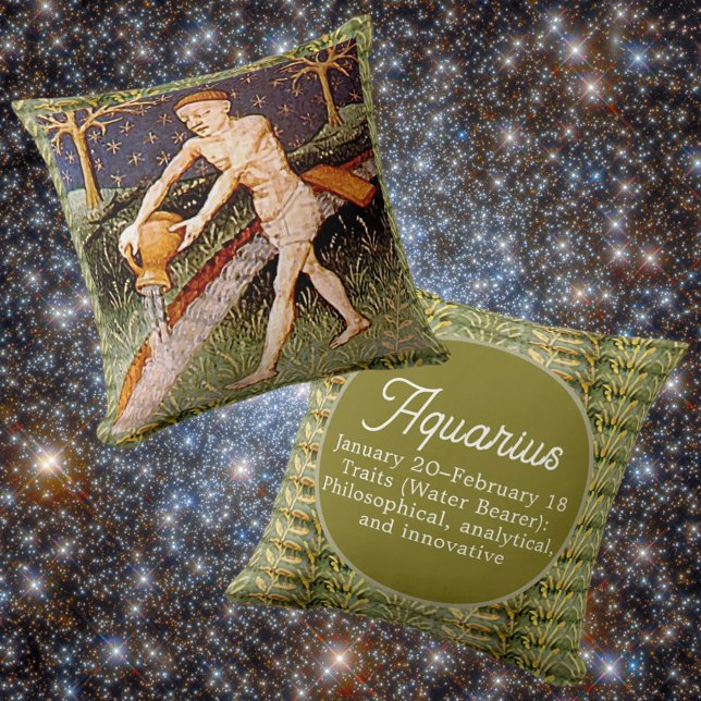 Coussin Panneau Zodiac du porteur d'eau Aquarius Fête d'an (Créateur téléchargé)