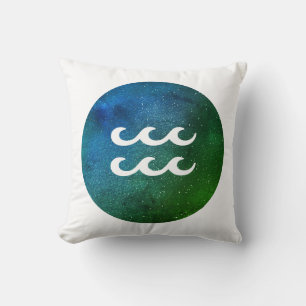 Coussin Panneau Zodiaque Aquarius Blanc Turquoise Vert