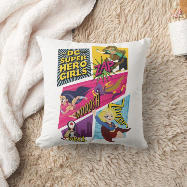 Coussin Panneaux d'action pour filles Super Hero DC (Couverture)