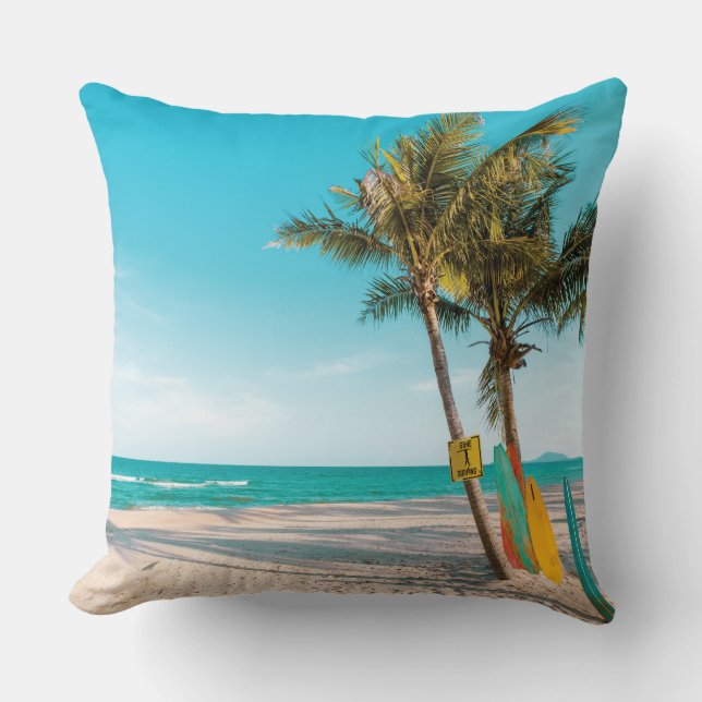 Coussin Panneaux de surf sur la plage (Recto)