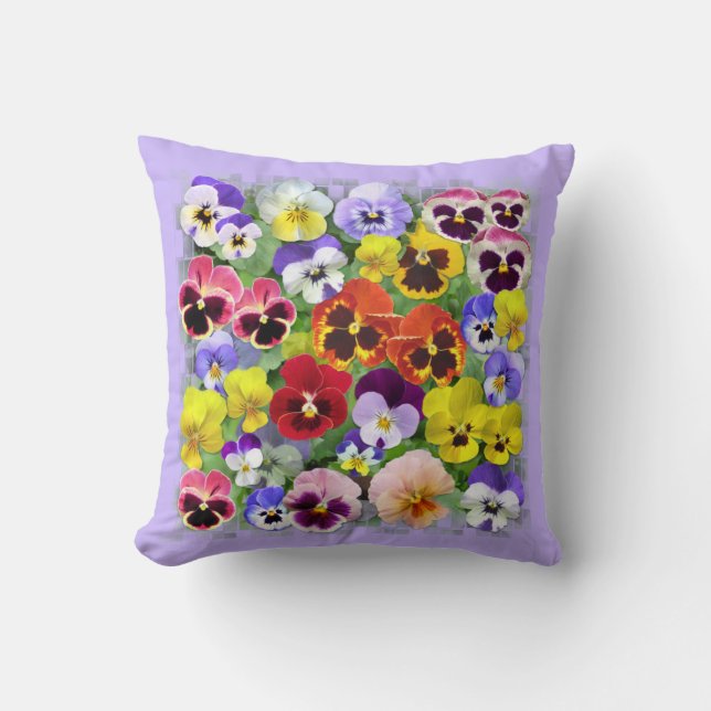 Coussin Pansies colorées Lancer l'oreiller (Recto)