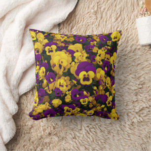 Coussin Pansies jaune et violet