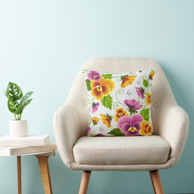 Coussin Pansies vibrantes Lancer l'oreiller (Chaise)