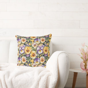 Coussin Pansy Floral Vintage moderne