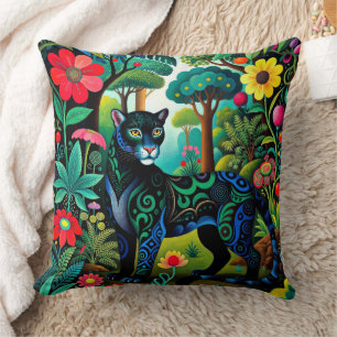Coussin Panthère noire adorable grand félin
