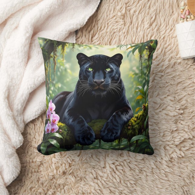 Coussin Panthère noire dans la jungle (Couverture)