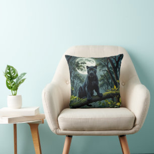 Coussin Panthère Noire En Lumière Lune
