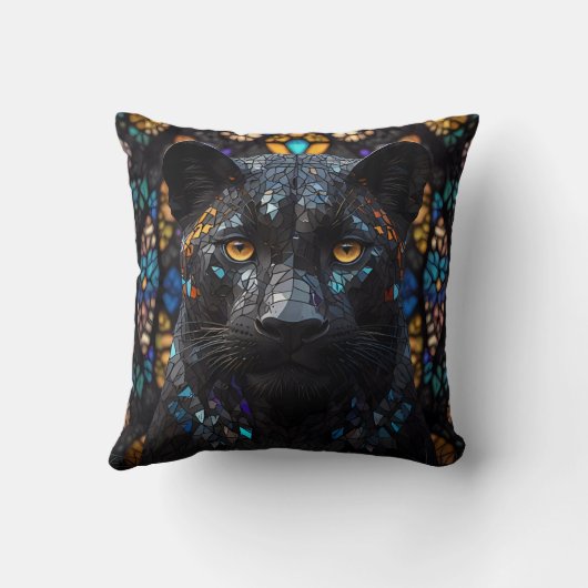 Coussin Panthère noire en verre de fond (Verso)