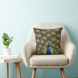 Coussin Paon Bleu