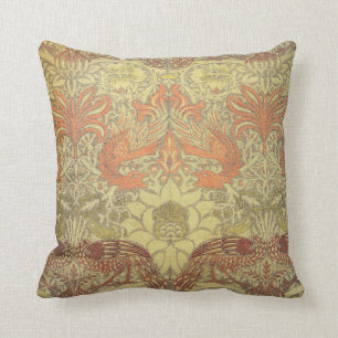 Coussin Paon de William Morris et motif de dragon