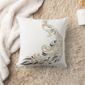 Coussin Paon-Élégant-Or-Noir-Carré ml (Couverture)